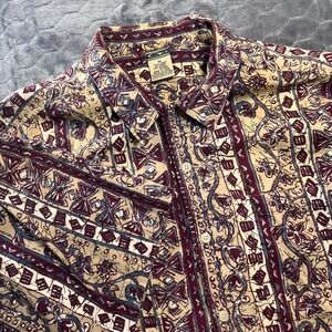 VTG Ocean Pacific OP Mens XL Short Sleeve Button Up Shirt Hawaiian Floral Print